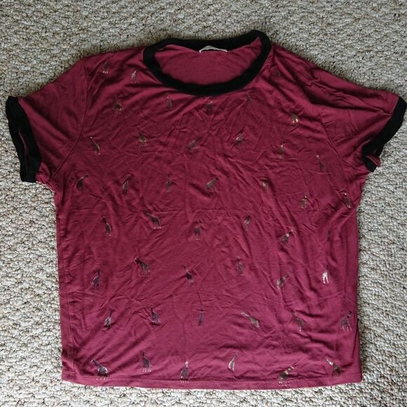 Gaze maroon and gold giraffe tee size M - Picture 6 of 10